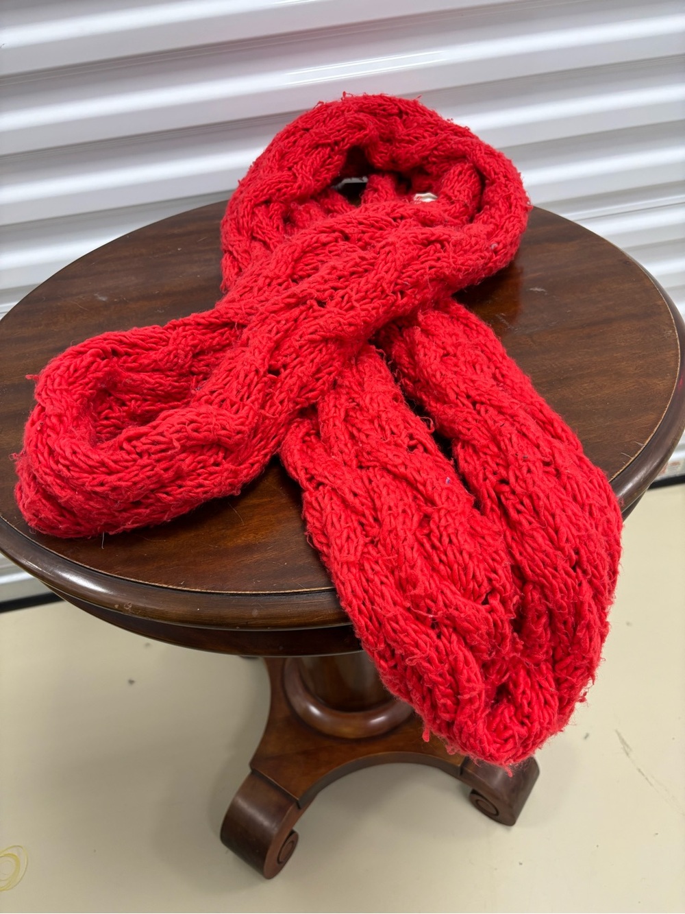 Bright Red Cable Knit infinity Scarf